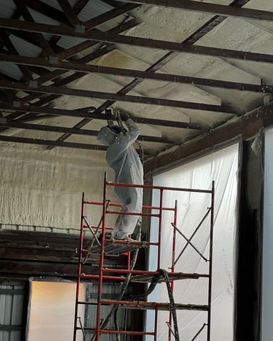 Interior renovation with scaffolding